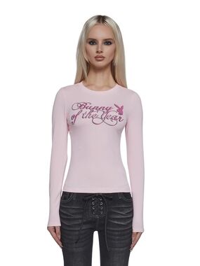 PLAYBOY Pink 'Bunny of the Year' Long-Sleeve Top